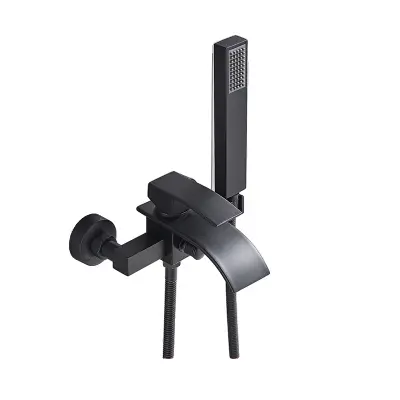 Kopalniška pipa, vodopadni izliv, namestitev na steno, mat črna