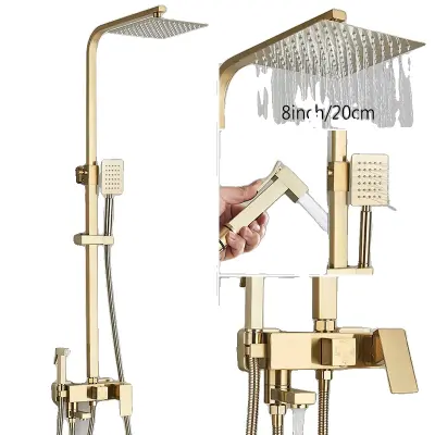 Brušani zlat tuš pipa, dežni tuš glava, bidet pršilna pipa, sodoben dizajn, brušani