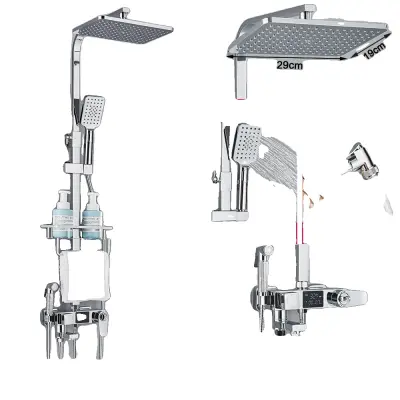 Termostatska tuš pipa komplet, trajni medenina, enoročna kontrola, B chrome 4