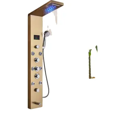 LED tuš panel pipa, keramična ventilna jedra, trojna ročna kontrola, gold-F-8