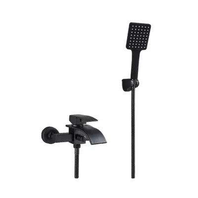 Kopalna pipa, slapni izliv, stenska namestitev, mat črna