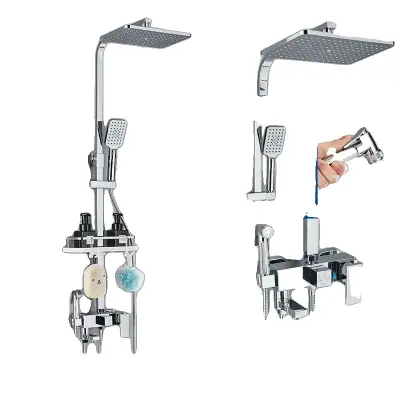 Sprchová batéria, dažďová sprchová hlavica, mosadzný miešač - Chróm G