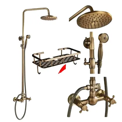 Súprava sprchovej batérie, dažďová sprchová hlavica, otočné dvojité ovládanie - Polica