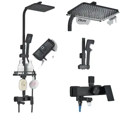 Mosadzné sprchové batérie, moderný štýl, termostatická technológia - čierny ABS-3-1