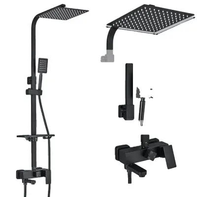 Súprava sprchovej batérie, nástenná, vaňa s dažďovou vodou - 3-cestný 10palcový E