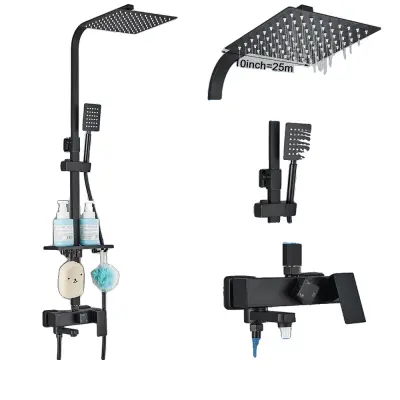 Mosadzné sprchové batérie, moderný štýl, termostatická technológia - matná čierna 3-10