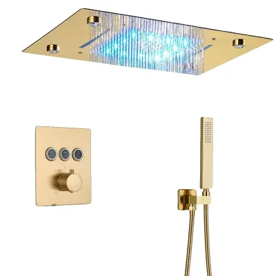 Sprchový systém, diaľkové ovládanie, brúsený zlatý povrch - Termostatický B