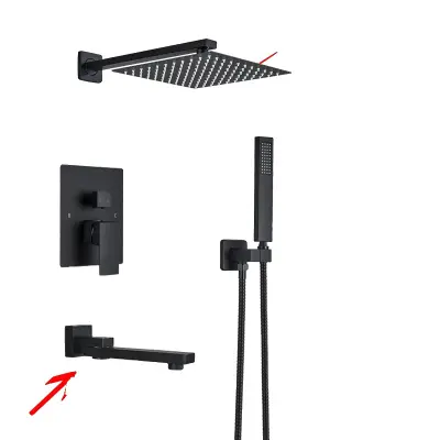 Súprava sprchovej batérie, 12 palcová ultratenká sprchová hlavica, moderný dizajn - Matná čierna A-12 palcov