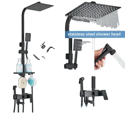 Mosadzné sprchové batérie, moderný štýl, termostatická technológia - matná čierna 4-10