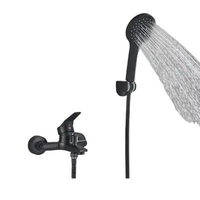 Matná čierna umývadlová batéria, ovládanie jednou rukoväťou, moderný dizajn - Čierna plná sada