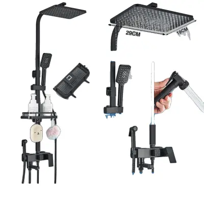 Mosadzné sprchové batérie, moderný štýl, termostatická technológia - čierny ABS-4-2