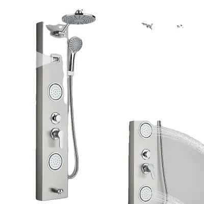 Nástenný sprchový panel do kúpeľne, vysokokvalitná nehrdzavejúca oceľ, flexibilné sprchové možnosti - 7004 Brúsený nikl