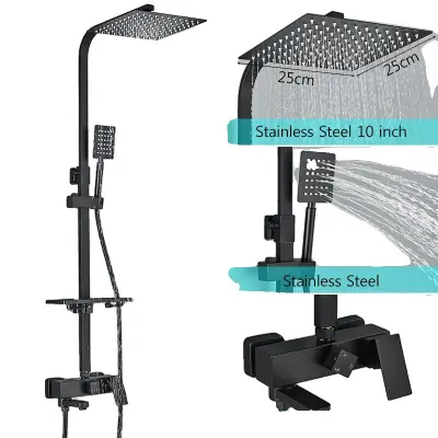 Kovinska tuš pipa, 3 načini mešalni ventil, nastavljiva višina, črna 3way 1