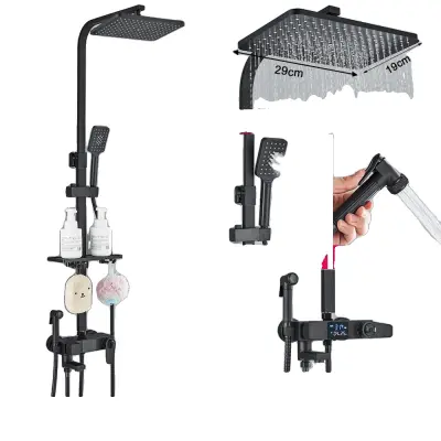 Mosadzné sprchové batérie, moderný štýl, termostatická technológia - čierny termostatický