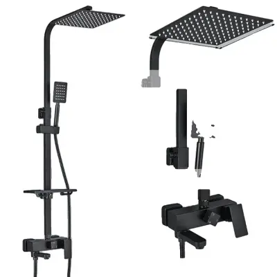 Súprava sprchovej batérie, nástenná, vaňa s dažďovou vodou - 3-cestný 12palcový E