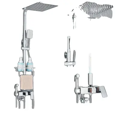 Kovinska tuš pipa, sodoben stil, termostatska tehnologija, krom 4-1
