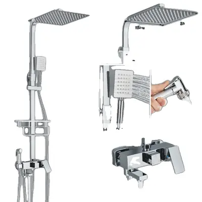 Súprava sprchovej batérie, nástenná, vaňa s dažďovou vodou - 4-cestný 10palcový C