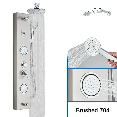 Sprchový panel, ovládanie jednou rukoväťou, masážne trysky - brúsený 704
