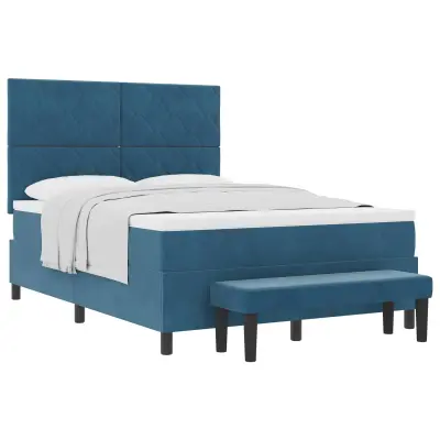 vidaXL Postelja z vzmetnico z vzmetnico Temno modra 160 x 200 cm Žamet