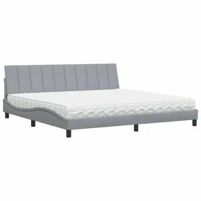 vidaXL Postelja z vzmetnico Hanko svetlo siva 200x200 cm blago