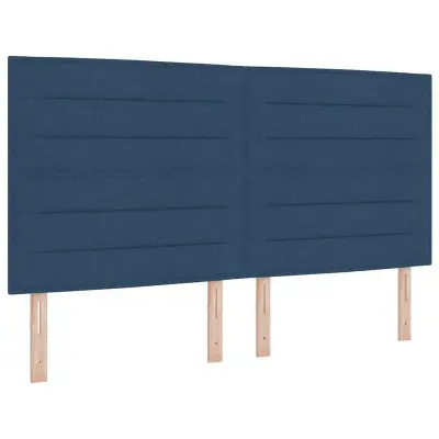 vidaXL LED Box Spring Postelja z vzmetnico Modra 180 x 200 cm blago