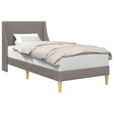 vidaXL Konstrukcija postelje z vzglavjem Taupe 90 x 200 cm blago