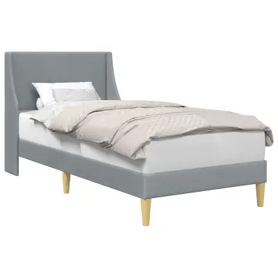 vidaXL Konstrukcija postelje z vzglavjem Svetlo siva 90 x 200 cm blago