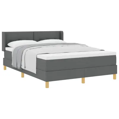 vidaXL Postelja z vzmetnico z vzmetnico Temno siva 140 x 200 cm blago