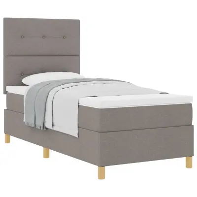 vidaXL Postelja z vzmetnico z vzmetnico Taupe 80 x 200 cm blago