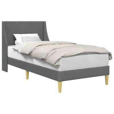 vidaXL Konstrukcija postelje z vzglavjem Temno siva 90 x 200 cm blago