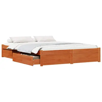 vidaXL Konstrukcija postelje s predalom Voskast rjav 150 x 200 cm