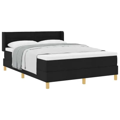 vidaXL Postelja z vzmetnico z vzmetnico Črna 190 x 140 cm Poliester