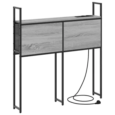 vidaXL Headboard za shranjevanje z postajo za polnjenje Siva sonoma