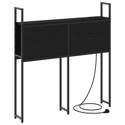 vidaXL Headboard za shranjevanje z postajo za polnjenje Črni hrast