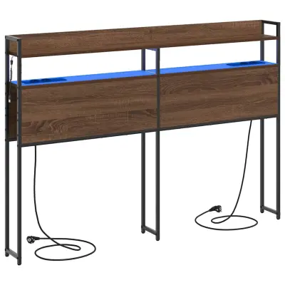 vidaXL Skladiščni naslon s polico Rjavi hrast 120 cm Konstruiran les