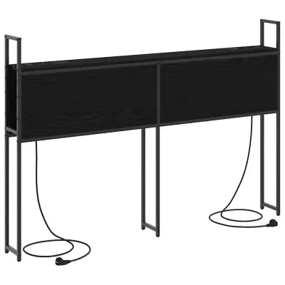 vidaXL Headboard za shranjevanje z postajo za polnjenje Črni hrast