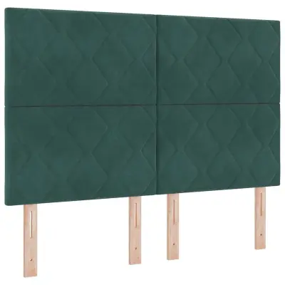vidaXL LED glava postelje Temno zelena 160 cm Umjetno usnje