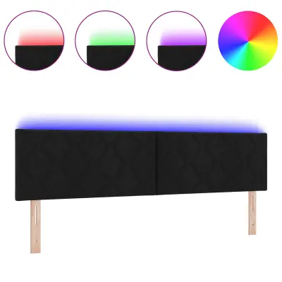 vidaXL Vzglavje z LED lučmi z vzglavjem Črna 180 cm blago