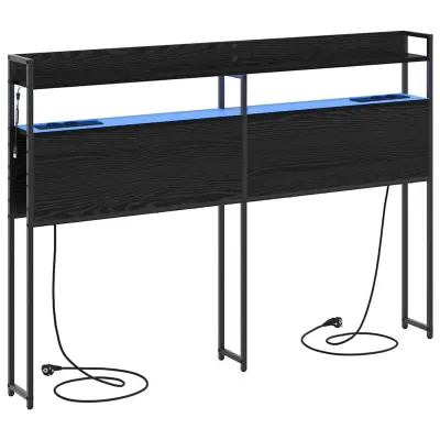 vidaXL Skladiščni naslon Črni hrast 140,5 x 15 x 98 cm Konstruiran les
