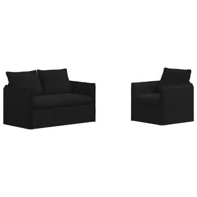 vidaXL Kavč 2 pcs Črna Splošne dimenzije: 136 x 82 x 85 cm (Š x G x V)