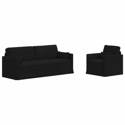 vidaXL Kavč 2 pcs Črna Splošne dimenzije: 198 x 78 x 80 cm (Š x G x V)
