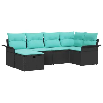 vidaXL Vrtna sedežna garnitura z blazino 6 pcs Poly ratan