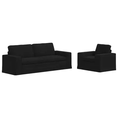 vidaXL Kavč 2 pcs Črna Splošne dimenzije: 222 x 80 x 82 cm (Š x G x V)
