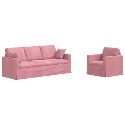 vidaXL Kavč 2 pcs Roza Splošne dimenzije: 198 x 78 x 80 cm (Š x G x V)
