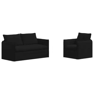 vidaXL Kavč 2 pcs Črna Splošne dimenzije: 156 x 82 x 85 cm (Š x G x V)