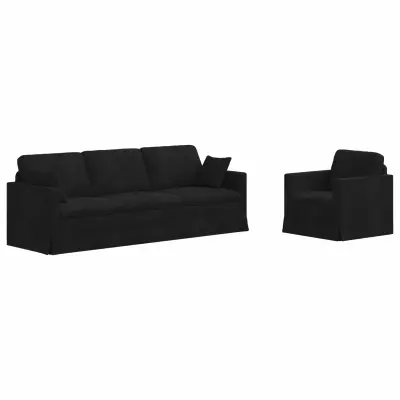vidaXL Kavč 2 pcs Črna Splošne dimenzije: 228 x 78 x 80 cm (Š x G x V)