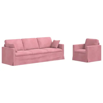 vidaXL Kavč 2 pcs Roza Splošne dimenzije: 228 x 78 x 80 cm (Š x G x V)