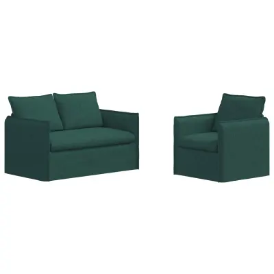 vidaXL Kavč 2 pcs Temno zelena