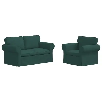 vidaXL Kavč 2 pcs Temno zelena