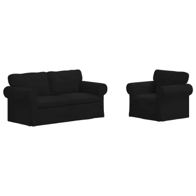 vidaXL Kavč 2 pcs Črna Splošne dimenzije: 175 x 82 x 80 cm (Š x G x V)